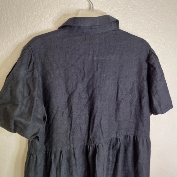 Crown Linen Designs Phoebe Tiered Dress Black Sz S - Picture 7 of 10